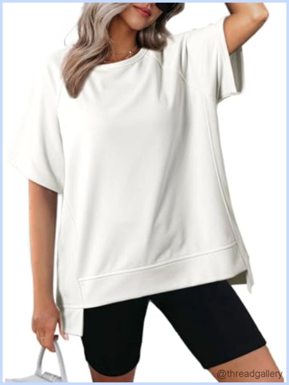 Oversized Crewneck Short Sleeve T-Shirt Loose Fit High Low Tee